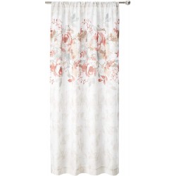 CHF Watercolor Floral Print Flip Over Rod Pocket Single Curtain Panel 84 in Spice