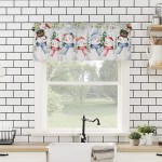 Christmas Snowman Valances Windows Curtain Red Cardinals Kitchen Valances Rod Pocket White Snowflake Winter Snowy Window Curtain Treatment Short Topper Curtains for Christmas Decor 1 Panel,54x18 inch