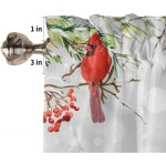 Christmas Snowman Valances Windows Curtain Red Cardinals Kitchen Valances Rod Pocket White Snowflake Winter Snowy Window Curtain Treatment Short Topper Curtains for Christmas Decor 1 Panel,54x18 inch