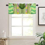 Curtain Valances for Kitchen Windows Easter Green Stripe Egg Sloth Brown Trunk Privacy Rod Pocket Drape Cartoon Animal Eggs Leaves Window Valance Toppers for Living Room Bathroom Cafe Home Decor