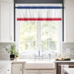 Curtain Valances for Kitchen Windows Red Blue Stripe on White Independence Day Privacy Rod Pocket Drape Minimalist Thin Line Art Window Valance Toppers for Living Room Bathroom Cafe Home Decor
