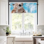 Curtain Valances for Kitchen Windows Spring Blue Sky Brown Giraffe Privacy Rod Pocket Drape Funny Animal Watercolor Window Valance Toppers for Living Room Bathroom Cafe Home Decor