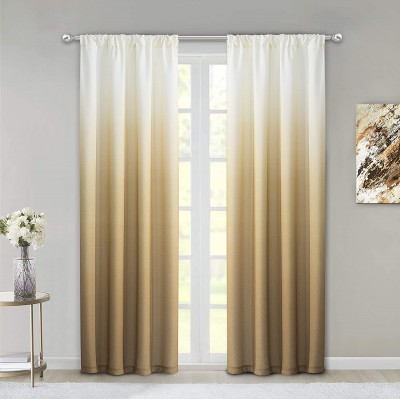 Dainty Home Ombre Woven Shades of Color Rod Pocket Curtain Panel Pair Complete Set of 2 40" wide x 84" long each Gradient White to Golden