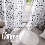 Deconovo Floral Rod Pocket White Sheer Curtains 72 Inches Long Window Sheer Curtain Drapes with Embroidered Leaf Pattern for Kids Bedroom 2 Panels Each 52x72 in Navy Blue