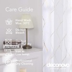 Deconovo Gold Foil Printed Wave Pattern Sheer Curtains Grommet Top Linen Look Voile Draperies for Kids Room 52W x 72L in White 2 Panels
