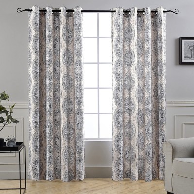 DriftAway Adrianne Thermal and Room Darkening Grommet Unlined Window Curtains Set of 2 Panels Each 52 Inch by 84 Inch Beige and Gray