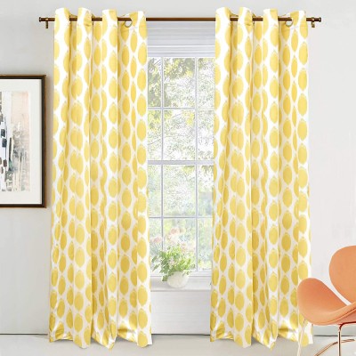 DriftAway Allen Ikat Polka Dot Room Darkening and Thermal Insulated Grommet Unlined Window Curtains Set of 2 Panels 52 Inch by 84 Inch Yellow