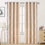 DWCN 100% Blackout Curtains for Bedroom Thermal Insulated Privacy Energy Saving Jacquard Grommet Drapes with Back Coating for Living Room W 52x L 84 inch Champagne Set of 2