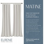 Elrene Home Fashions Indoor or Outdoor Solid Matine Tab-Top Curtain Panel for Window Patio Pergola Deck or Cabana 52 x 108 White 1 Panel