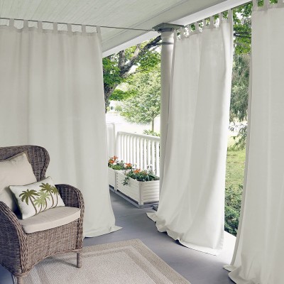 Elrene Home Fashions Indoor or Outdoor Solid Matine Tab-Top Curtain Panel for Window Patio Pergola Deck or Cabana 52" x 108" White 1 Panel