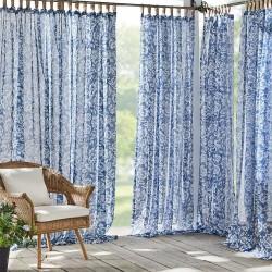 Elrene Home Fashions Verena Floral Indoor Outdoor Sheer Tab-Top Curtain Panel 52"x95" 1 Panel Indigo