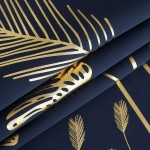 Estelar Textiler Navy Blue and Gold Blackout Curtains with Palm Tree Wheat Pattern Light Blocking Room Darkening Window Curtain Panels for Living Room Bedroom Navy Blue 52Wx72L 2 Panels