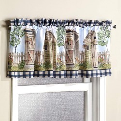 Farmhouse Accent Outhouse Theme Window Valance with Rod Pocket