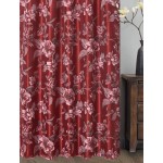 GOHD Roman Romance. Burnt-Out Printed Organza Window Curtain Panel Drape with Attached Fancy Valance and Taffeta Backing Wine 55 x 84 inches + Attached Valance x 2pcs