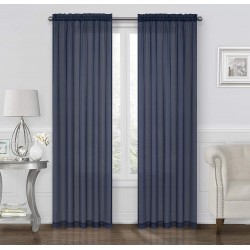 GoodGram 2 Pack: Basic Rod Pocket Sheer Voile Window Curtain Panels Assorted Colors & Sizes Navy 63 in. Long Pair