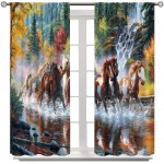GY Horse Blackout Curtains Horses Galloping in The Woods Creeks Thermal Insulated Room Darkening Rod Pocket Window Curtain Home Decor for Bedroom Living Room 72x63 Inch