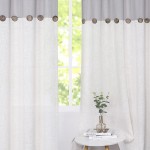 HOMERRY Grey and White Stripe Color Block Rustic Country Button Window Curtain Panel 84 inches Long Linen Blend Boho Drape Treatment for Bedroom Living Room Farmhouse Single Panel