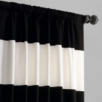 HPD Half Price Drapes Horizontal Stripe Curtains For Living Room 50 X 84 1 Panel PRCT-HS06-84 Onyx Black & Off White