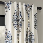 HPD Half Price Drapes PRTW-D41-84 Printed Cotton Twill Curtain 1 Panel 50 X 84 Blue