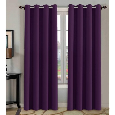 H.Versailtex Blackout Room Darkening Curtains Window Panel Drapes Plum Purple Color 2 Panels 52 inch Wide by 84 inch Long Each Panel 8 Grommets Rings per Panel