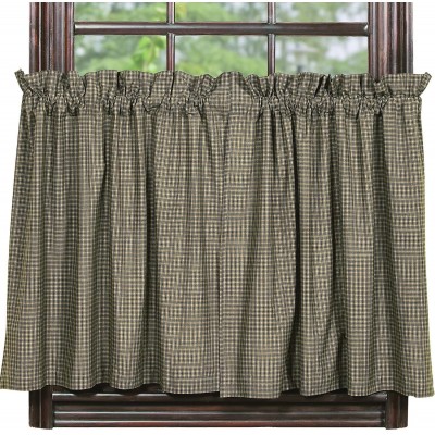 IHF Home Decor 36" Tier Curtain Vintage Star Black Design Cotton Window Curtains Tiers 72 X 36 Inch