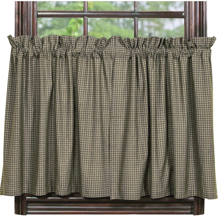 IHF Home Decor 36 Tier Curtain Vintage Star Black Design Cotton Window Curtains Tiers 72 X 36 Inch