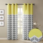 Intelligent Design Yellow in Grey Chevron Printed Curtains for Living Room or Bedroom Modern Contemporary Grommet Room Darkening Curtains 42x84 2-panel pack