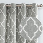 jinchan Curtains Grey Linen Living Room Drapes Light Filtering Moroccan Tile Print Window Treatment for Bedroom Curtain Flax Textured Geometry Lattice Grommet Dining Room 84 Inch Length 2 Panels
