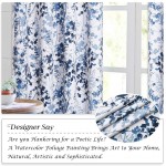KGORGE Blackout Curtains & Drapes Boho Home Office Artistic Decor with Vivid Watercolor Floral Painting Thermal Insulated Energy Efficient Shades for Bedroom Living Room Blue W 52x L 84 1 Pair