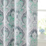 KGORGE Curtains 84 inch Length Blackout Curtains for Bedroom Farmhouse Curtains Damask Geometry Medallion Backdrop for Dining Living Room RV Biscay Green 52 Wide x 84 Long 2 Pcs