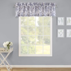 Laura Ashley | Annalise Floral Collection | Stylish Premium Hotel Quality Valance Curtain Chic Decorative Window Treatment for Home Décor 86" X 15" Shadow Grey