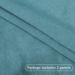 Linen Curtains 84 for Bedroom Linen Panels Casual Weave Textured Privacy Linen Blended Window Treatment Curtains for Living Room 2 Panels 2 Panels Turquoise