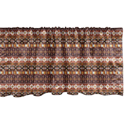 Lunarable Aztec Window Valance Ornate Rich Motifs in Autumn Colors Geometric and Floral Design Old Tribal Curtain Valance for Kitchen Bedroom Decor with Rod Pocket 54" X 18" Orange Yellow Blue