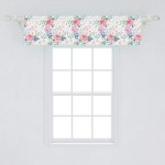 Lunarable Botanical Window Valance Pastel Tone Rose Branches Romantic Garden Flourishing Daisy Flower Curtain Valance for Kitchen Bedroom Decor with Rod Pocket 54 X 12 Pale Pink and Cadet Blue