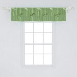 Lunarable Green Oriental Window Valance Graphic Repetitive Vertical Bamboo Plant and Leaves Silhouette Curtain Valance for Kitchen Bedroom Decor with Rod Pocket 54 X 12 Reseda Green Army Green