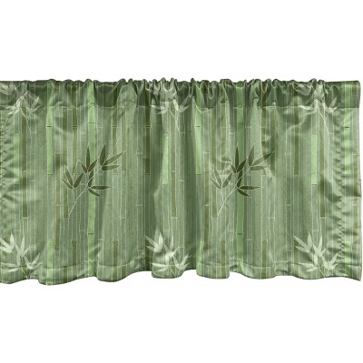 Lunarable Green Oriental Window Valance Graphic Repetitive Vertical Bamboo Plant and Leaves Silhouette Curtain Valance for Kitchen Bedroom Decor with Rod Pocket 54" X 12" Reseda Green Army Green