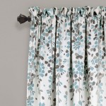Lush Decor Blue and Gray Weeping Flowers Room Darkening Window Panel Curtain Set Pair 84” x 52 84 x 52