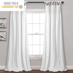 Lush Decor Lydia Curtains Ruffle Window Panel Set for Living Dining Bedroom Pair 84 in L White