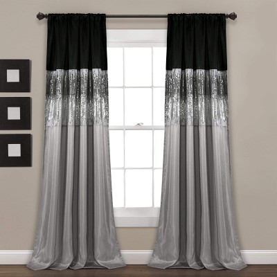 Lush Décor Night Sky Panel for Living Bedroom Dining Room Single Curtain 84" x 42" Grey and Black