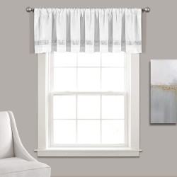 Lush Decor Night Sky Window Curtain Valance 18" L x 84" W White & Silver