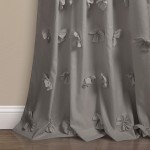 Lush Decor Riley Curtain Sheer Ruffled Textured Bow Window Panel for Living Dining Room Bedroom Single 84 in L Gray