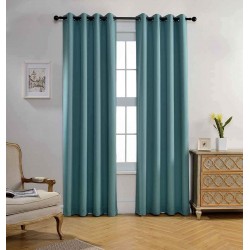 MIUCO Room Darkening Curtains Textured Grommet Thermal Insulated Blackout Curtains for Bedroom Set of 2 52x95 Inch Teal