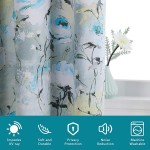 MYSKY HOME Blackout Curtains for Living Room Darkening Thermal Insulated Flower Curtains Panels with Grommet 2 Panels 52W x 72L Inch Teal & Sage