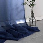 Navy Blue Curtains 84 Inch for Living Room Set of 2 Panels Grommet Window Semi Sheer Nautical Design Faux Linen Ombre Navy Curtains for Boys Bedroom Nursery Men Office Decor Deep Dark Blue and White