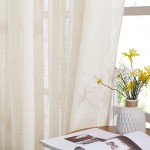 NICETOWN Linen Look Sheer Decoration Ring Top Translucent Linen Textured Voile Curtains Drapes Panels for Bedroom Nursery Kids Room Beige 52 Wide by 63 Long 2 Pieces