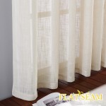NICETOWN Linen Look Sheer Decoration Ring Top Translucent Linen Textured Voile Curtains Drapes Panels for Bedroom Nursery Kids Room Beige 52 Wide by 63 Long 2 Pieces