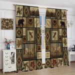 NO Retro Cabin Vintage Animal Moose Deer Bear Country Style Curtain Living Room Blackout Window Curtain Drapes Window for Bedroom Living Room Decor Blackout Curtains 2 Panels Set 84x84in