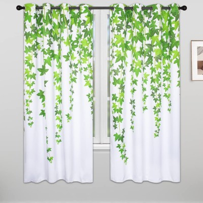 QIYI Green Ivy Plants Window Curtain Panels with Silver Grommets Lush Greenery Leaves 2 Panels Blackout Curtains for Living Room Bedroom Nursery Light Blocking Door Window Treatment 52 x 63 Inch