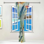 REFFW Draperies for Home Bedroom Living Room Decor Window Curtain Print Semi Sheer Rainforest Jungle Palm Leaf Tropical Flower Floral Colorful Sheer Curtain