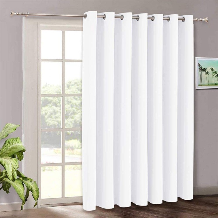 RYB HOME White Curtains & Drapes Room Darkening Curtains Privacy Insulated Slider Curtains for Bedroom Living Room Sliding Glass Door Bay Window 100 inch Wide x 84 inch Long White